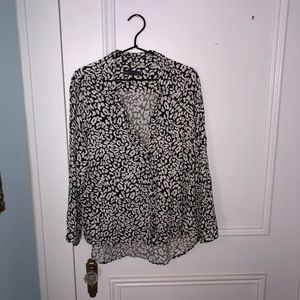 COPY - M&S Button up shirt in black and white animal print